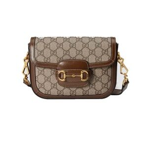 Gucci Beige/Brown GG Supreme Canvas Crossbody with Gold Hardware